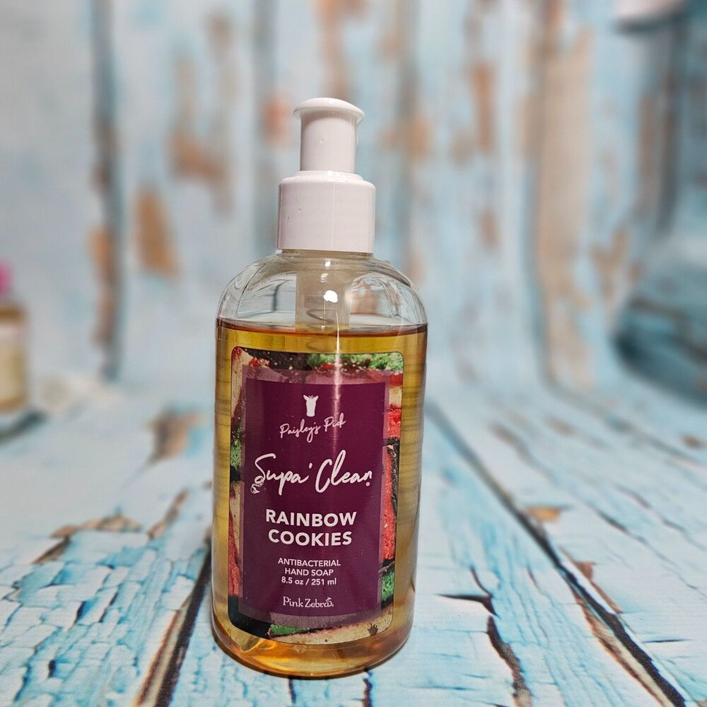 Pink Zebra Supa Clean Rainbow Cookies Hand Soap 8.5 oz Rare Retired HTF